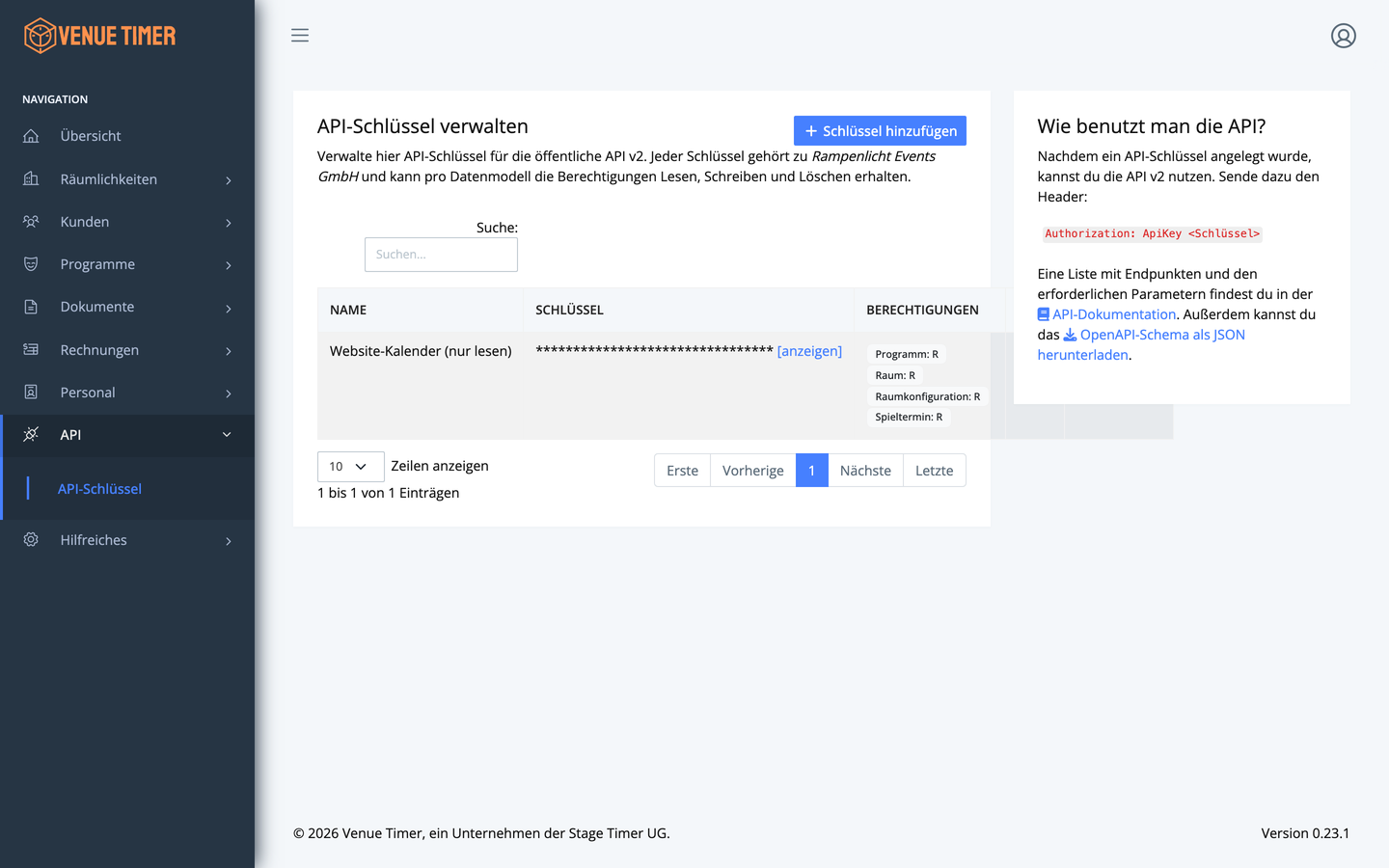 API-Schlüssel verwalten