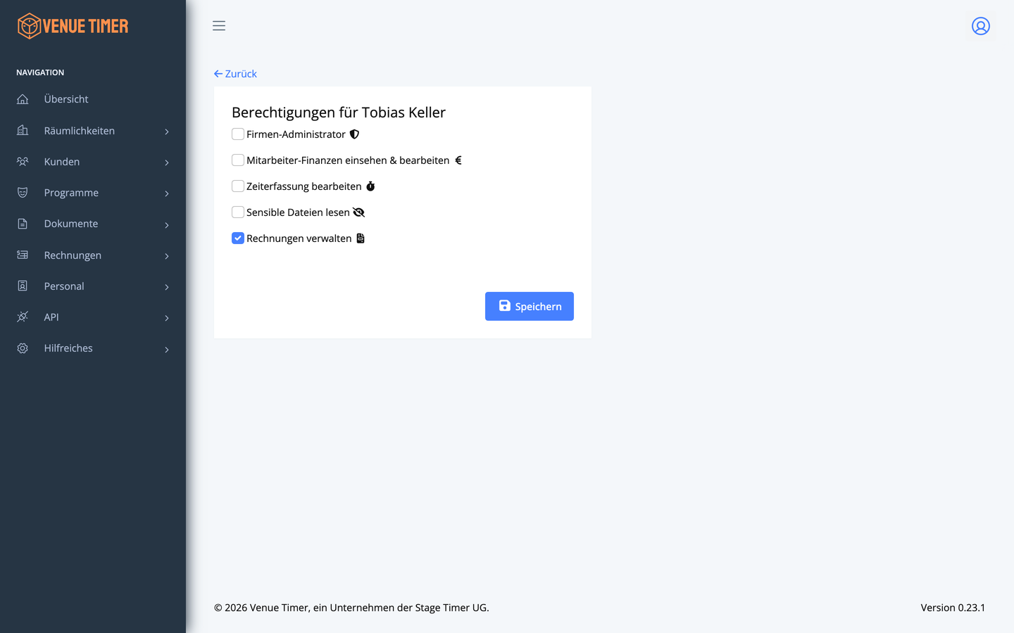 Berechtigungen für einen Benutzer