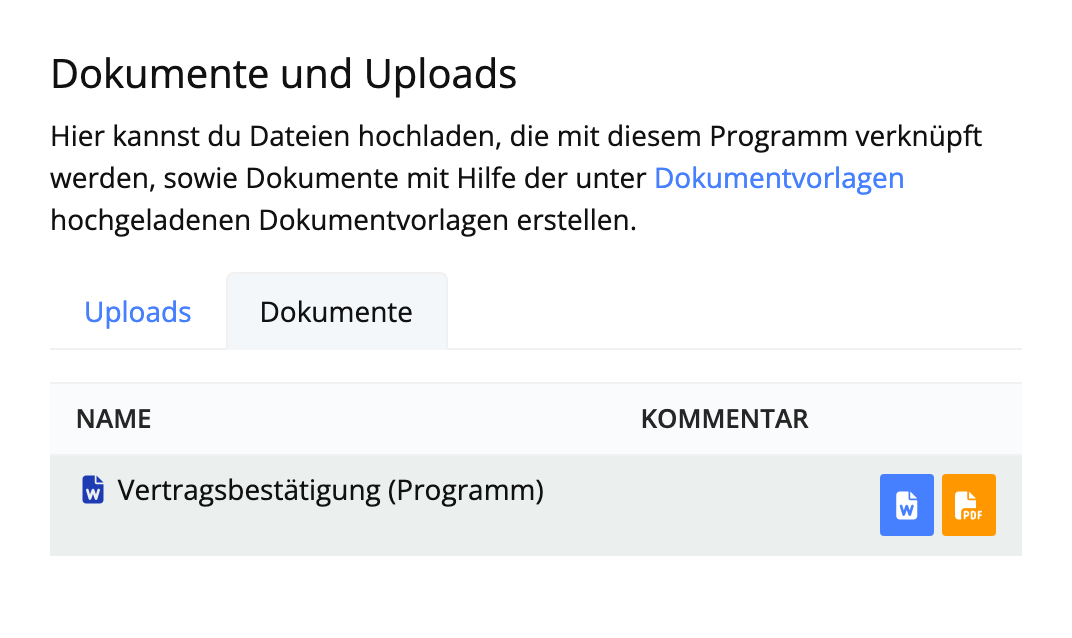 Dokument aus Vorlage erzeugen