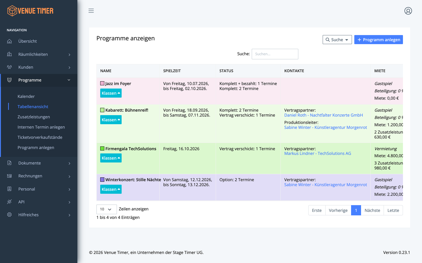 Programme anzeigen